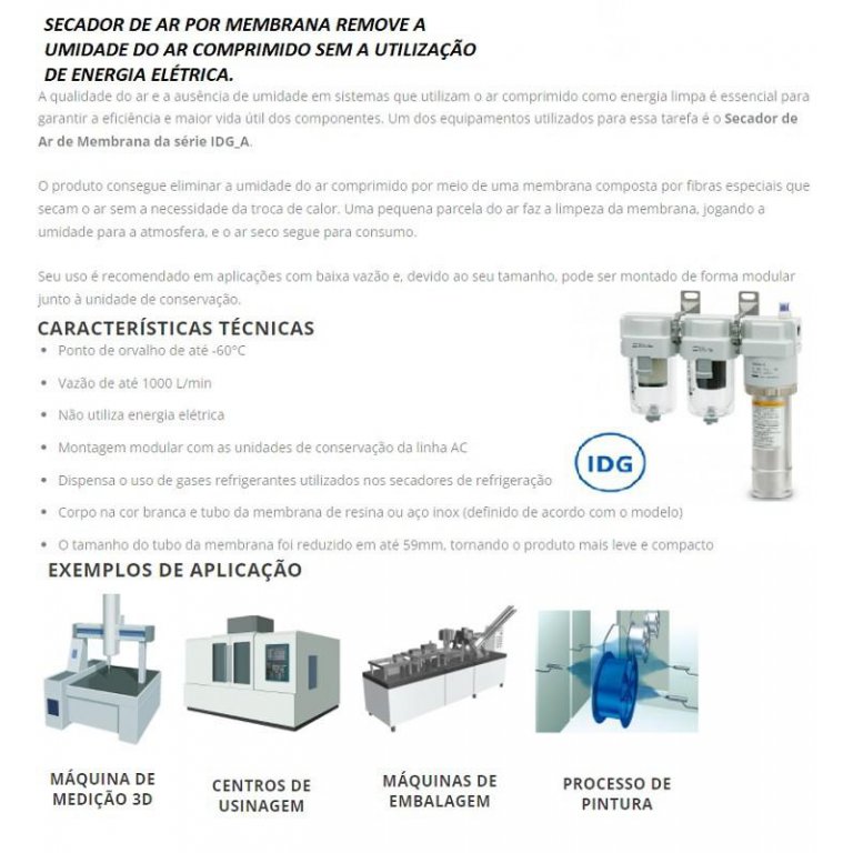 Secador de ar comprimido smc